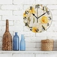 thumbnail image 3 of Wall Clock 10 Inch Silent Non-Ticking 8 Yellow Flower Battery Operated Rustic Retro for Living Room Home Kitchen Bathroom, 3 of 7