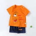 thumbnail image 2 of Bovxnpu Boys Girls Pajamas, Boy's Cotton Short Sleeve T-Shirt and Short Set, Children's Summer Thin Home Clothes Cute Printed T-shirt+shorts Casual Two-piece Set 18-24 Months, 2 of 4