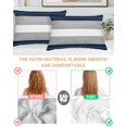 thumbnail image 3 of Navy Blue Grey Stripe Pillow Cases King Size Set of 2, Smooth Satin Pillowcase for Hair and Skin, Modern Art Horizontal Striped Decorative Cooling Bed Pillow Covers with Zipper, 20x36 Inches, 3 of 5