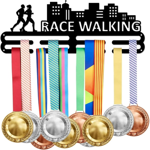 1Set Race Walking Medal Hanger Display Man Women Walking Sports Medal Display Rack for 40 Medals Trophy Holder Awards Ribbon Holder Display Wall Hanging Athlete Gift