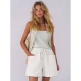 thumbnail image 6 of Women Comfy Drawstring Casual Elastic Waist Pure Color Shorts with Pockets White XXL, 6 of 8