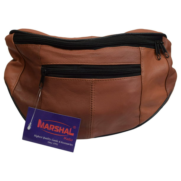 Marshal - Mens Womens Genuine Leather Fanny Pack Pouch Waist Bag Slim Design Hiking Camping ...