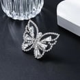 thumbnail image 3 of Luxury CZ Big Butterfly Statement Ring for Women Elegant Engagement Adjustable Knuckles Finger Sparkling Crystal Wrap Open Rings Fashion Cubic Zirconia Cocktail Jewelry for Her Girlfriend Wedding, 3 of 6