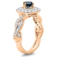 thumbnail image 2 of 1.15 Carat (ctw) 14K Rose Gold Round Cut Blue & White Diamond Ladies Swirl Bridal Halo Engagement Ring, 2 of 8