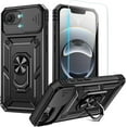 thumbnail image 1 of KOMI Compatible for iPhone 16e Case with Screen Protector - Slide Camera Cover Protective Phone Case with Ring Stand, Heavy Duty Shockproof Rugged Bumper for iPhone 16e Accessories, 1 of 5