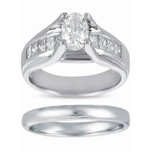 Bestselling 1 Carat Round and Princess Diamond Bridal Ring Set for Women in White Gold