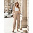 thumbnail image 5 of GIRUNS Women's Casual Wide Leg Pants High Waisted Button Loose Pants with Pockets Business Trousers Light khaki XL, 5 of 6