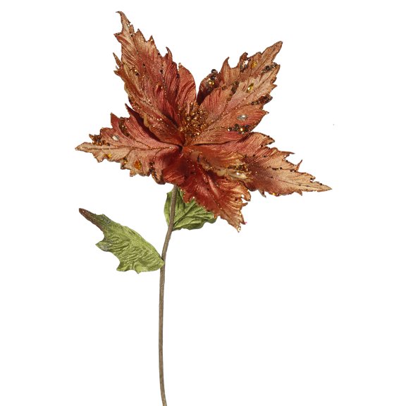 Vickerman 26" Copper Velvet Poinsettia Artificial Christmas Pick, 3 per Bag