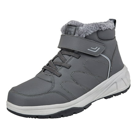 

nsendm Snow Shoe Boots Men Couple Models Men s Middle Aged And Elderly Winter High Top Snow Boots for Men Size 91/2 Shoes Dark Gray 11.5