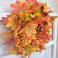 thumbnail image 2 of Artificial Maple Leaves Fall Wreath - 11.8" Autumn Wreath with Colorful Maple Leaves Pumpkin Pine Cone and Berries, Harvest Wreath for Front Door Table Wall and Thanksgiving Decoration, 2 of 6