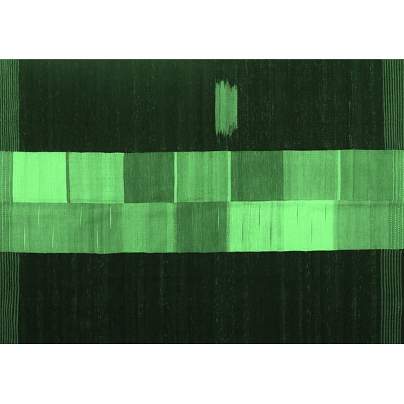 Ahgly Company Indoor Rectangle Abstract Emerald Green Contemporary Area Rugs, 6' x 9'