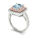 thumbnail image 2 of Halo Engagement Ring for Women - 2.07ct Natural Swiss Blue Topaz in 14K White/Rose Gold Promise Ring, 2 of 6