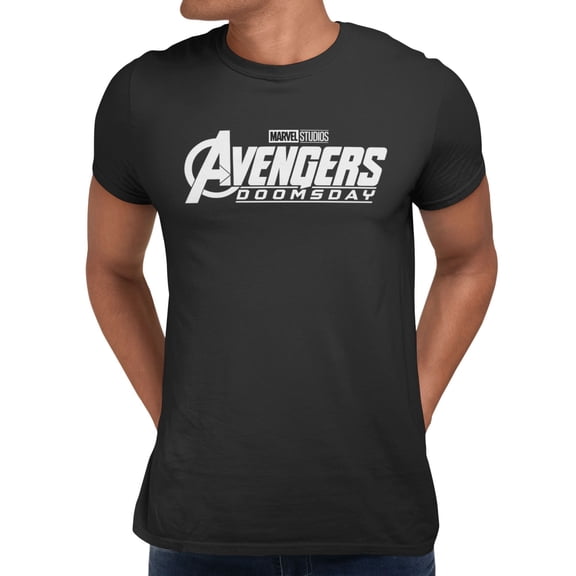 Marvel Avengers Doomsday Men's Logo White Black T-Shirt (Black, X-XXXL)