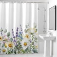 thumbnail image 4 of Spring Flowers Daisy Fabric Shower Curtain Watercolor Floral Leaf Washable Shower Curtains for Bathroom, Waterproof Bath Curtain with Hooks Home Decor 72x72in, 4 of 8