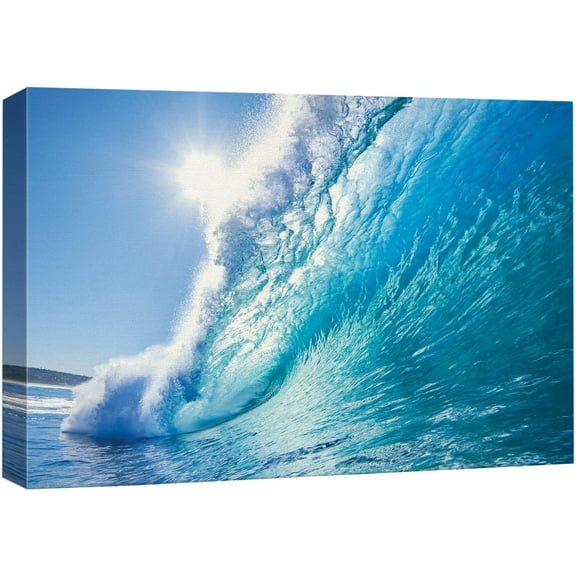 wall26 - Surf a Tropical Blue Wave - Canvas Art Home Art - 12x18 inches