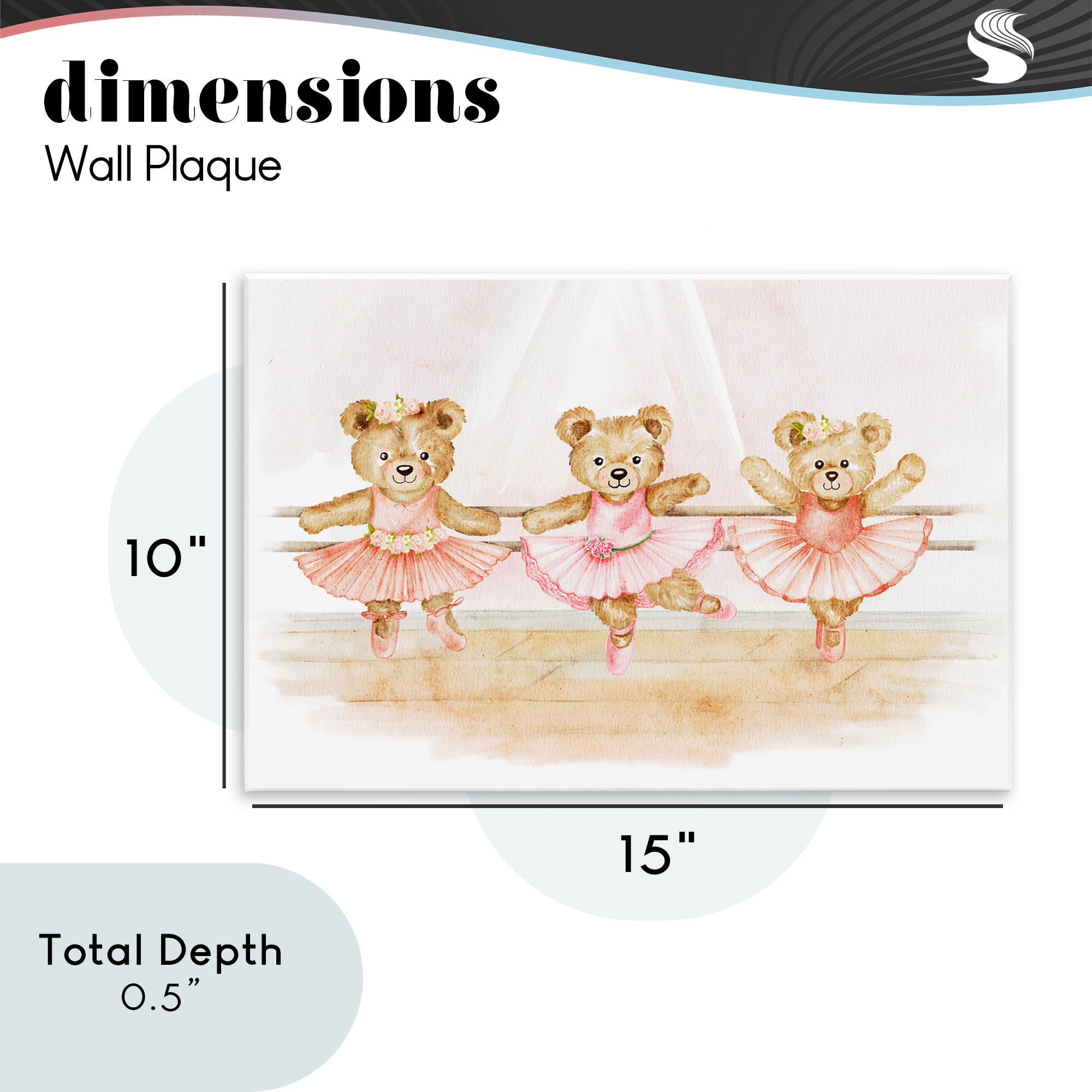 Ballet Teddies Triplet Wall Plaque Art, design by Amy Hall
