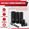 thumbnail image 4 of 64pcs 3/8" Socket Set,Drive Impact Socket Set, SAE/Metric, Deep & Shallow, Cr-V Steel, 6 Point with Adapters, 72T Ratchet Handle, Extension Bars，Bit Adapter，6-24mm，5/16-1 inch, 4 of 6