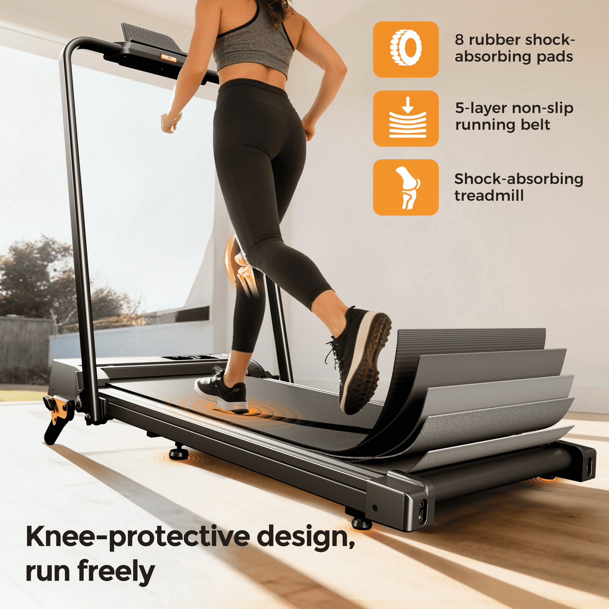 Folding Treadmill with Incline, 2 in 1 Portable Walking Pad with Handle Bar for Home and Office, 2.5 HP Quiet Walking Jogging Running Machine with Remote Control, LED Display