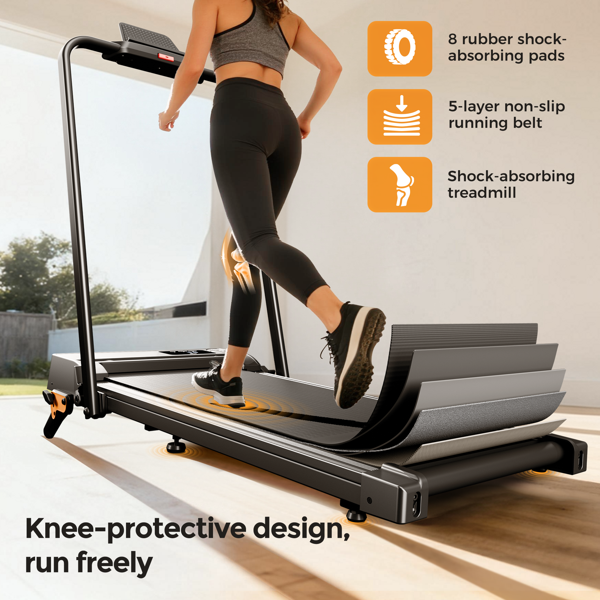 Patbrela 2-in-1 Foldable Treadmill with 3-Level Incline photo 5