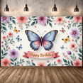 thumbnail image 4 of Colorful Design Butterfly Happy Birthday Banner Floral Pattern for Birthday Celebration Garden Party Kids Event, 4 of 7