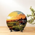 thumbnail image 6 of Honeii Oil Painting Style Pasture Cow Print Elegant Bone China Decorative Plate, Porcelain Plate,Art Crafts,Ceramic Ornaments for Home Office Wall Decor-8in, 6 of 6