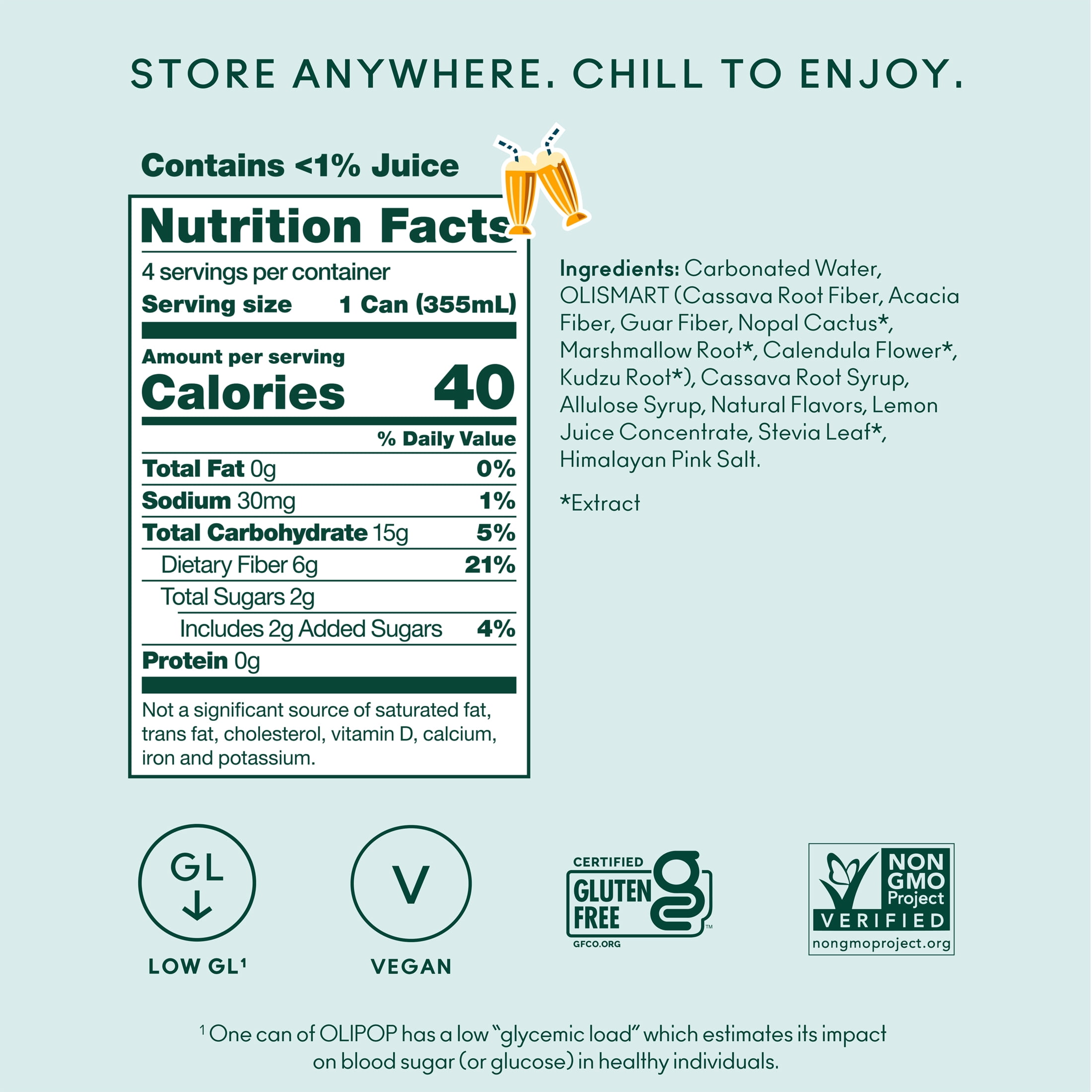 (2 pack) OLIPOP Prebiotic Soda, Cream Soda, 12 fl oz, 4 Pack, Pantry Packs