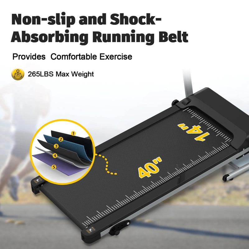 Redliro Folding Treadmill with 2.5HP Quiet Brushless Motor, Compact Running Machine for Home, LCD Display, Heart Rate Monitor, 265LBS Capacity