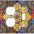 thumbnail image 4 of Metal Light Switch Plate Cover Mandala Yellow Flower Tile Pattern MDL096, 4 of 13