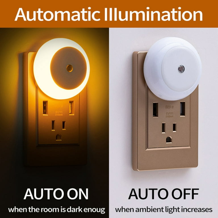 AUVON Plug-in LED Motion Sensor Night Light with Dusk to Dawn