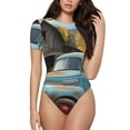 thumbnail image 2 of Picia Vintage Truck Farm Scene Womens One Piece Swimsuits Modest Tummy Control Bathing Suits Lace Up Slimming Swim Suit-XX-Large, 2 of 9