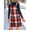 thumbnail image 2 of CUPSHE Women's Plaid V-Neck Mini Pinafore Dress, Sizes XS-XL, 2 of 7