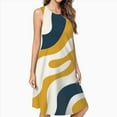 thumbnail image 2 of Abstract Wavy Yellow Blue Art Spring Summer Dresses For Women Fashion Dress Casual Sleeveless Loose Sundress With Pockets, 2 of 4