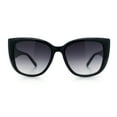 thumbnail image 3 of Womens Oversize Diva Luxury Fashion Cat Eye Designer Style Sunglasses [Black Silver - Smoke], 3 of 8