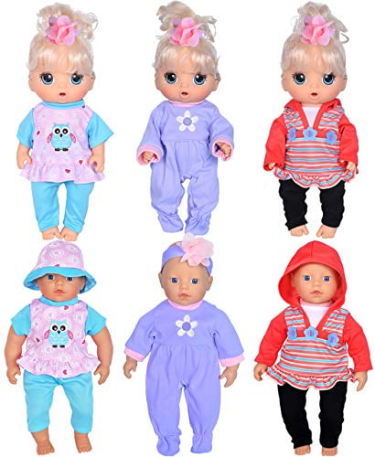 ebuddy 7sets Doll Playtime Outfits Clothes Hat Headband for 10-inch Baby Dolls 