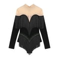 thumbnail image 3 of Miutii Women's Fringe Latin Dance Leotard Sheer Mesh Long Sleeve Tango Jazz Gymnastics Leotard Black L, 3 of 4