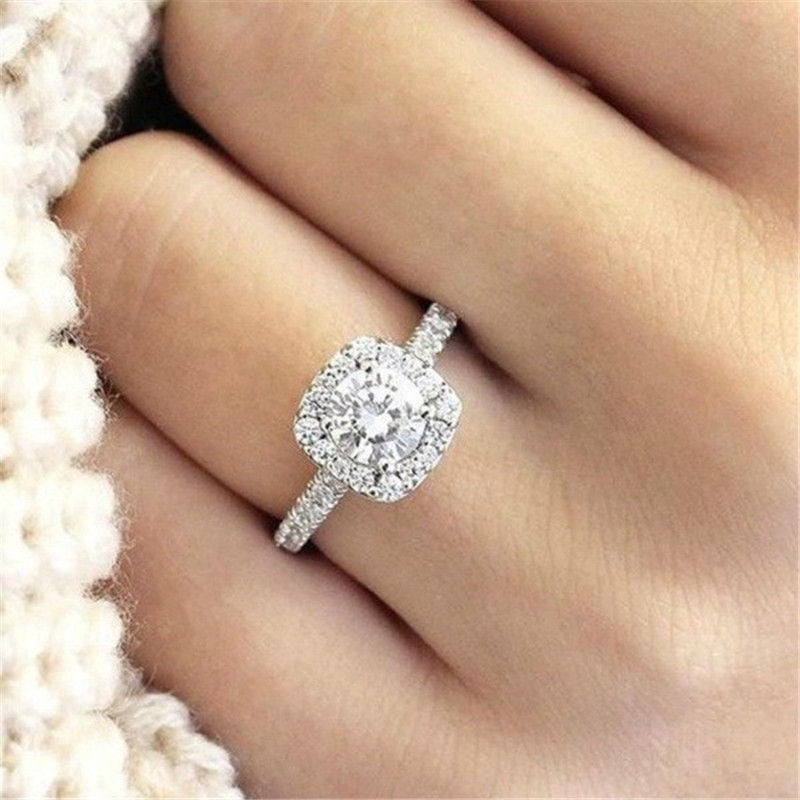 Femmes Blanc Diamant Artificiel Bague Bijoux Fiancailles Cadeaux d Anniversaire Nouveau