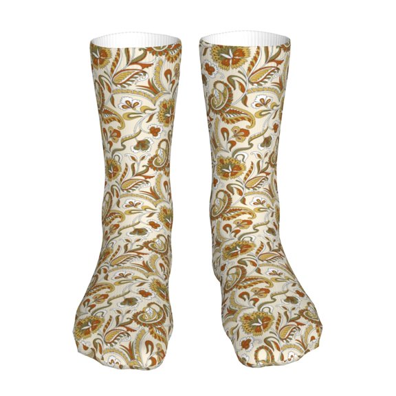 Xecao Indian Paisley Print Fashion No Heel Casual Crew Socks Cushioned Breathable for Men Women - Moisture wicking,Not easy to fade Suitable for daily
