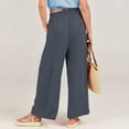 thumbnail image 3 of WIZUTIZ Womens Work Pants Retro Stylish Baggy Wide Leg Beach Pants Elastic Stretch High Waist Full Length Palazzo Pants Solid with Pockets Dress Pants for Lady Fitness Party Gray, 3 of 6