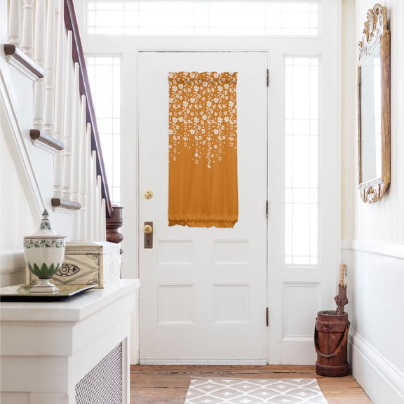 Weeping Flowers Door Curtains for Door Window, French Sidelight Front Back Door Curtains With Tieback, Orange Spring Floral Botanical Art Aesthetics Kitchen Rod Pocket Drapes Panel, 25"x40"