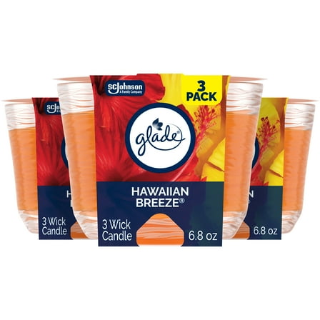 Glade 3-Wick Candle, Hawaiian Breeze, 6.8 oz, 3 Count