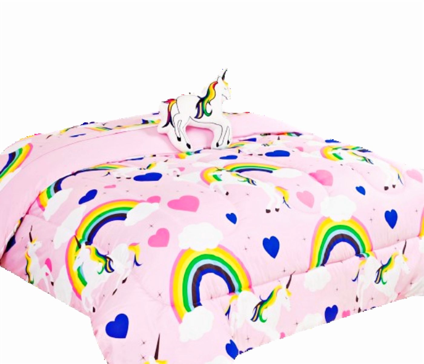 Unicorn Rainbow 8-Piece Comforter Set, Full, Pink complete bed in a bag set girl's boy's room decor