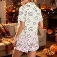 thumbnail image 4 of SAKMAL Womens Pajama Set Soft Halloween 2PC Ghost Print Young Womens Short Sleeve Top with Matching Shorts Comfortable Pj Set,XL, 4 of 9
