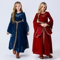 thumbnail image 2 of Disfraz de baile de nobles de la corte medieval vintage para cosplay de Halloween, vestido de manga de cuerno de gamuza para niños, 2 of 5