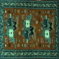 thumbnail image 1 of Ahgly Company Indoor Square Persian Turquoise Blue Traditional Area Rugs, 5' Square, 1 of 4