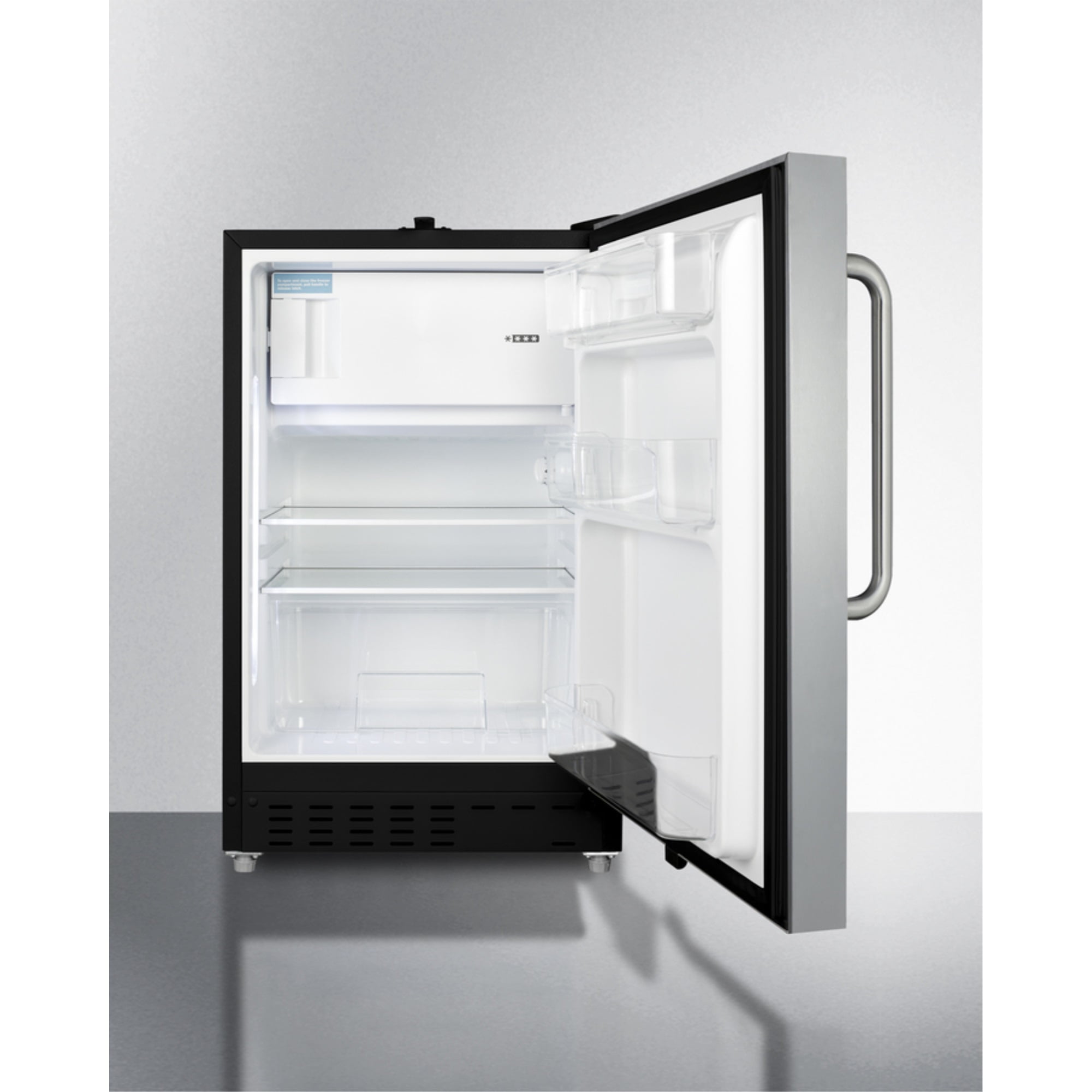ADA compliant built-in or freestanding 20" wide refrigerator-freezer for residential use with lock
