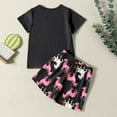thumbnail image 5 of Byoo Toddler Girls Horse Print Outfit Set Short Sleeve Soft Top Shorts Cloth Set Cozy Comfortable Sleepwear Sets, 5 of 6