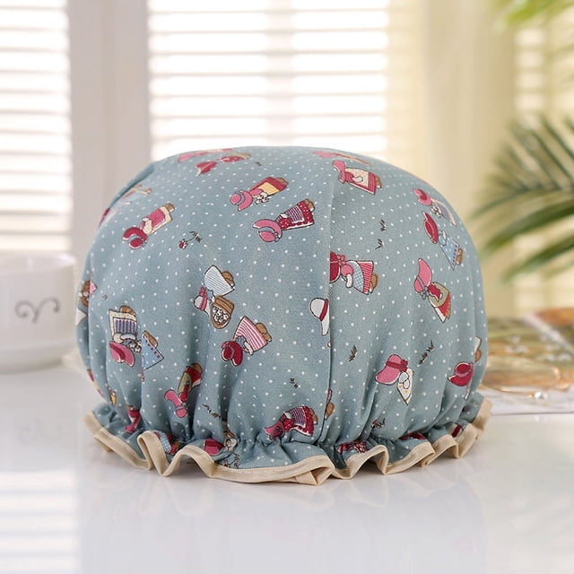 Shower Caps, Bath Cap for Women Waterproof and Adjustable Double Layered Shower Cap