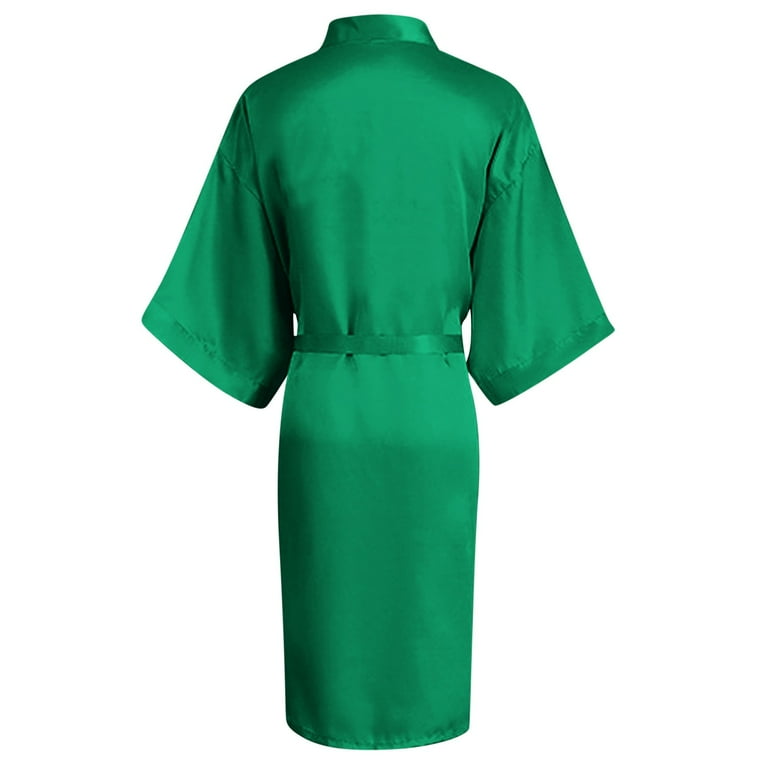 green satin dressing gown Decoflux Home Kimono Royal Cotton Dressing Gown