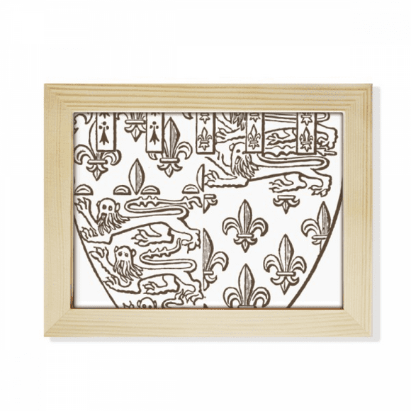 Baroque Art Lion Shield Illustration Pattern Desktop Photo Frame Picture Art Decoration Painting 6x8 inch