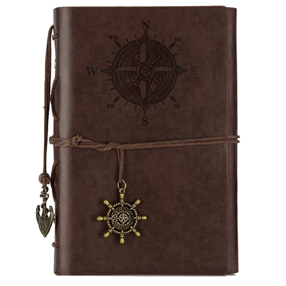 Marte Vanci A6 Dark Brown Vintage Travel Diary, Refillable Journal Leather Pocket Notebook, 160 Pages for Writing, Gift